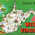 West Virginia Greetings - Map Postcard (A375)