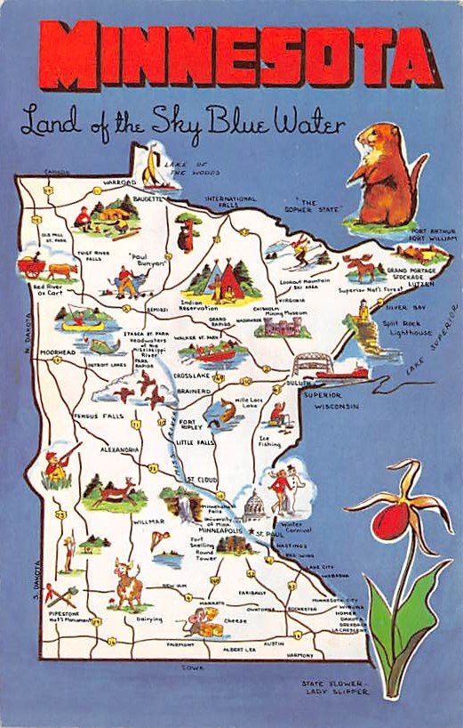 Minnesota - Map Postcard (A391)