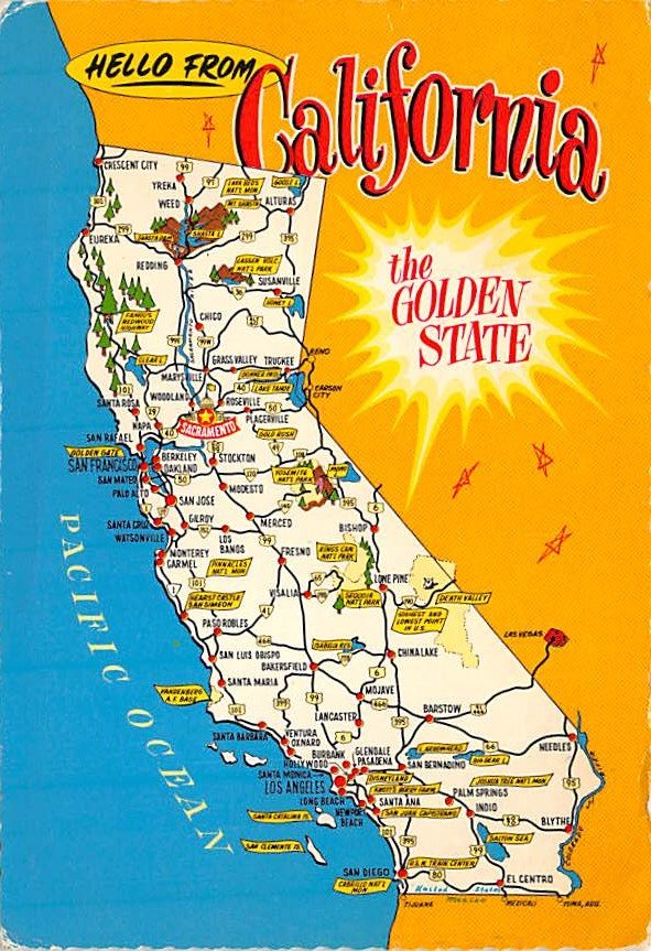 California - Map Postcard (A392)