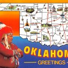 Oklahoma Greetings - Map Postcard (A398)