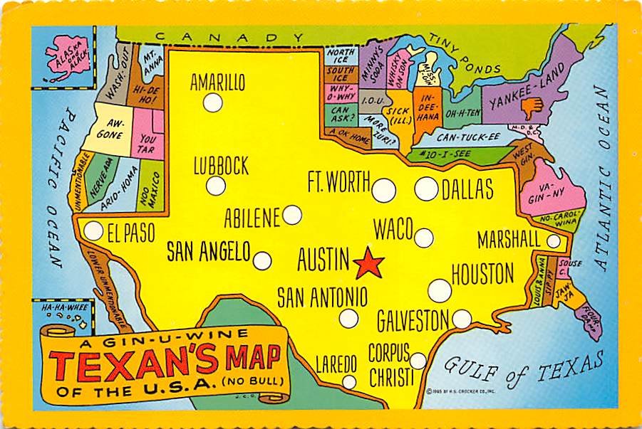 Texas Greetings - Map Postcard (A404)