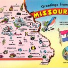 Missouri Greetings From - Map Postcard (A407)