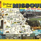 Missouri Greetings From - Map Postcard (A408)