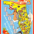 Florida The Sunshine State - Map Postcard (A419)