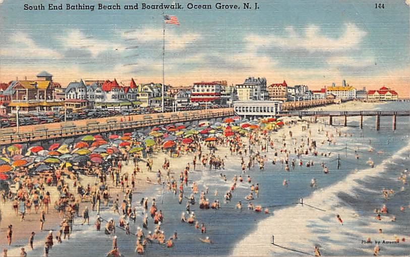 Boardwalk Ocean Grove, New Jersey, NJ Postcard -1944 (A490)