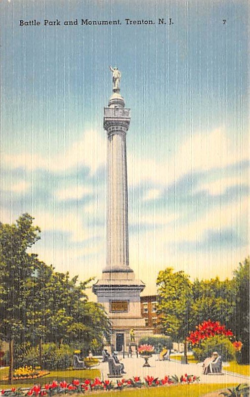 Trenton, NJ Postcard Battle Monument Park 1953 (A496)