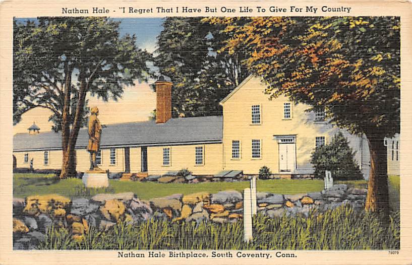 Coventry, Conn, CT Postcard - Nathan Hale Birthplace (A594)