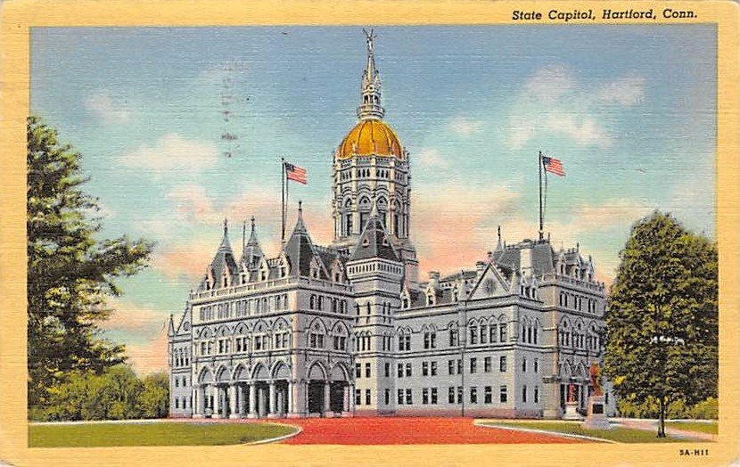 Hartford, Conn, CT Postcard - State Capitol 1948 (A629)