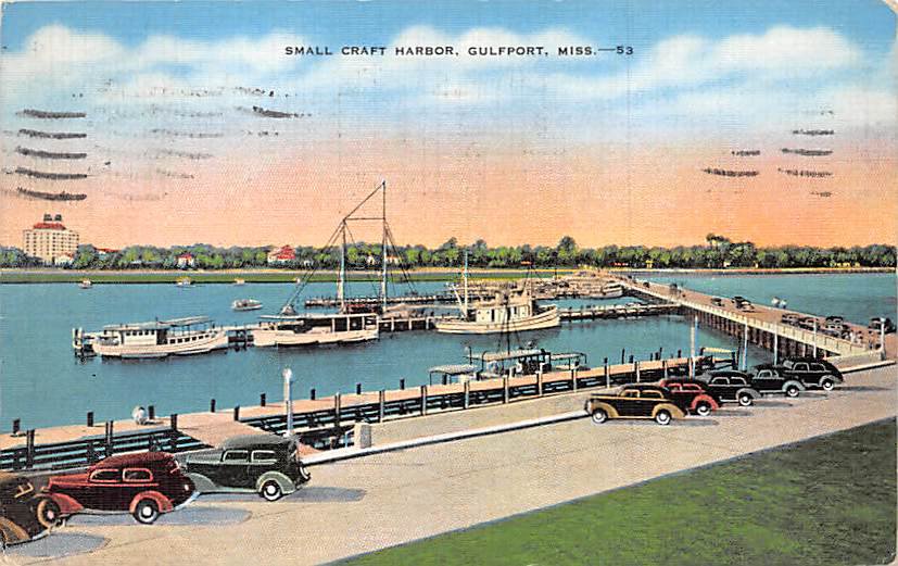 Gulfport, Miss, MS Postcard - Small Craft Harbor 1939 (A672)