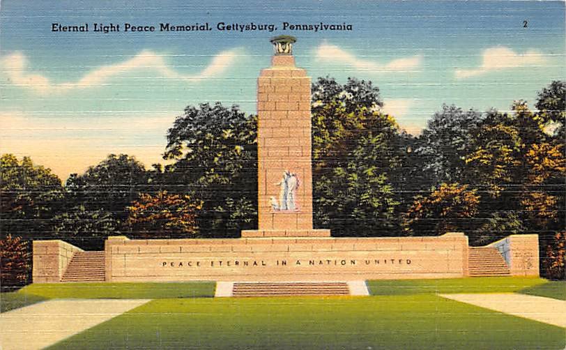 Gettysburg, PA Postcard - Eternal Light Peace Memorial (A705) Penna, Pennsylvania