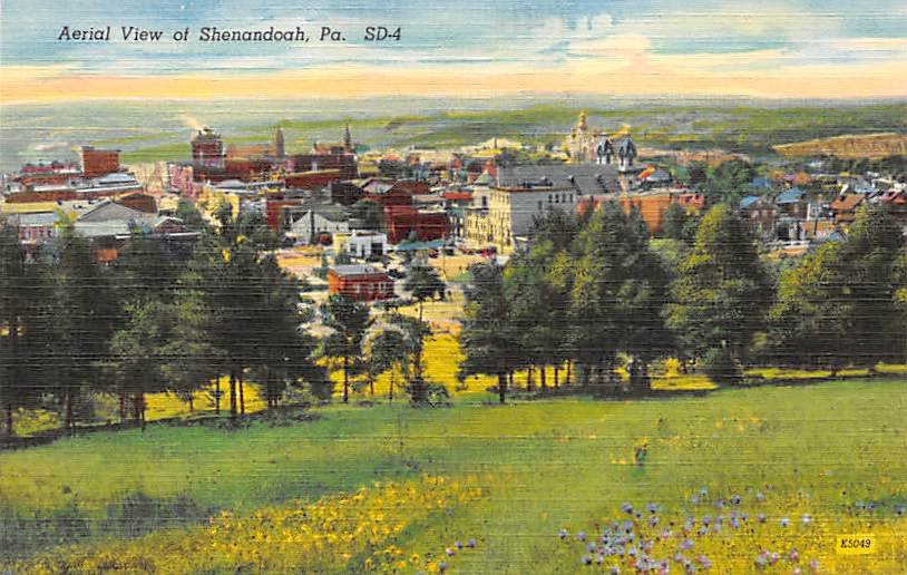 Shenandoah, PA Postcard Aerial View (A710) Penna, Pennsylvania