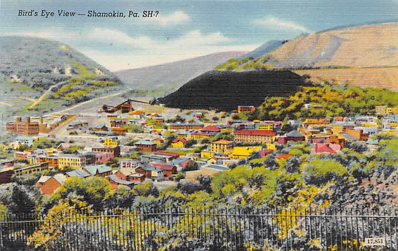 Shamokin, PA Postcard - Bird's Eye View (A740) Penna, Pennsylvania