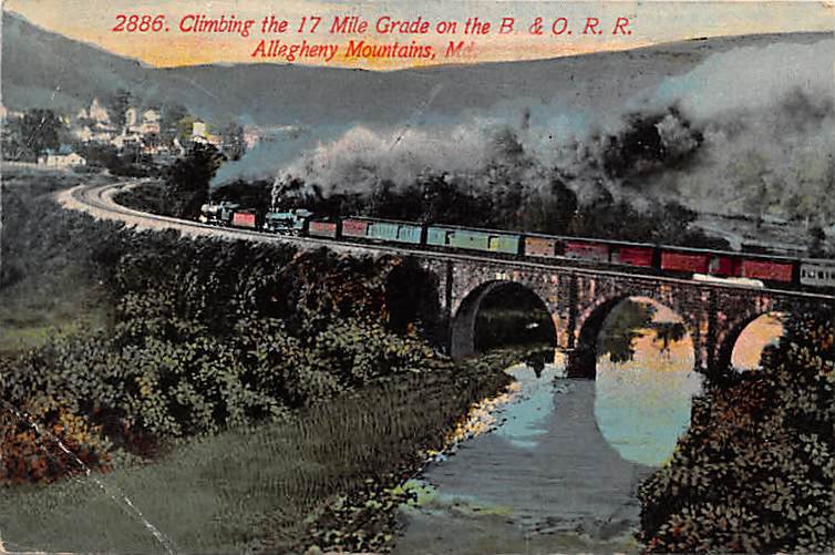 Allegheny Mountains, Md - B & O. R R. Train Postcard (B272) Maryland