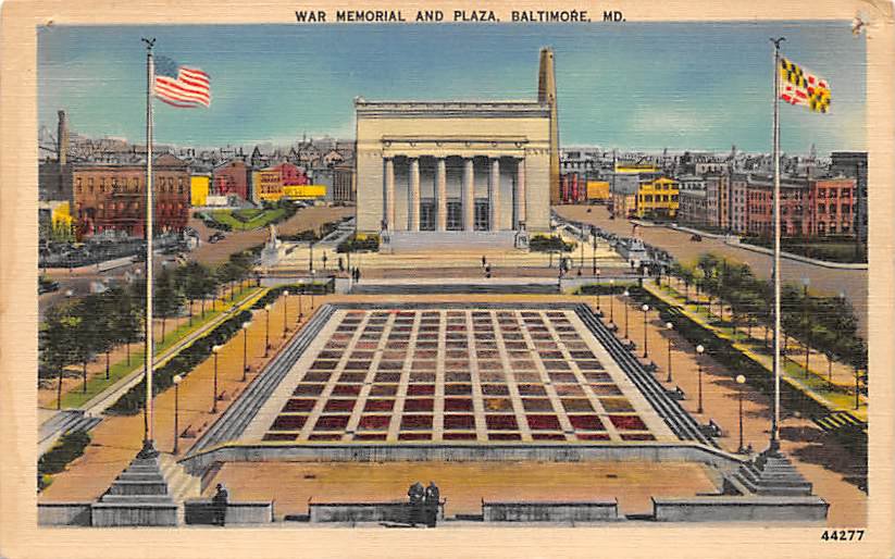 Baltmore, Md War Memorial and Plaza Postcard (B281) Maryland