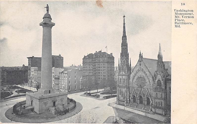 Baltmore, Md Washington Monument Mt. Vernon Place Postcard (B287) Maryland