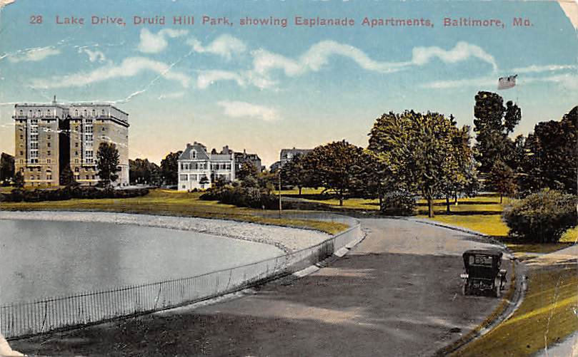 Baltmore, Md Lake Drive, Druid Park Postcard 1915 (B313) Maryland