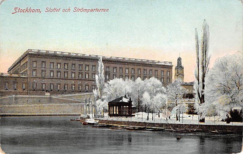 Stockholm, Sweden, Sverige Postcard -Slottet och Stromparterren (B342-343)