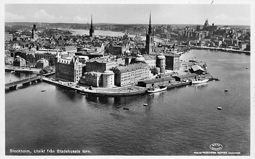 Stockholm, Sweden, Sverige Postcard -Utsikt fran Stadshusets torn (B348-349)