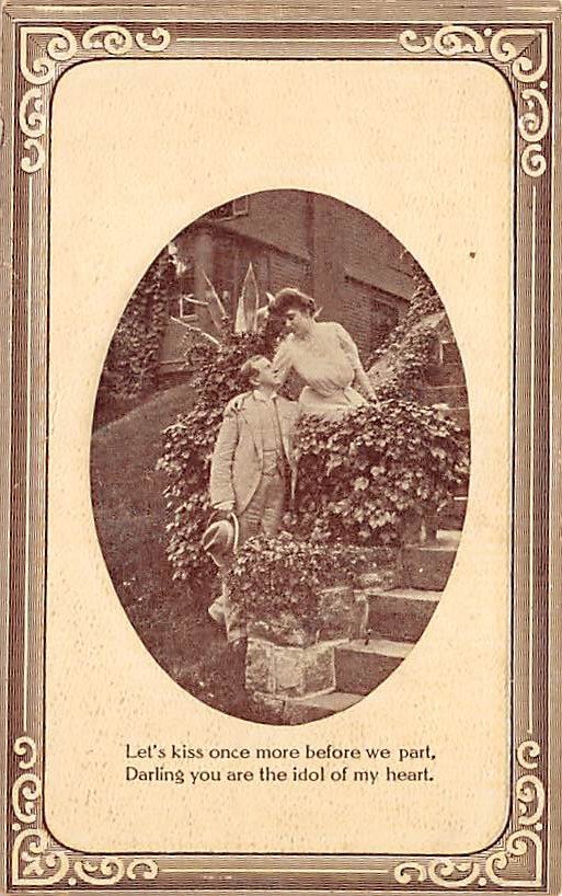 Let's Kiss Once More - Embossed Romance Postcard (B423)