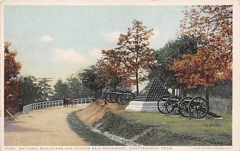 Chattanooga, Tenn Canon Ball Monument Phostint Postcard (B438) Tennessee