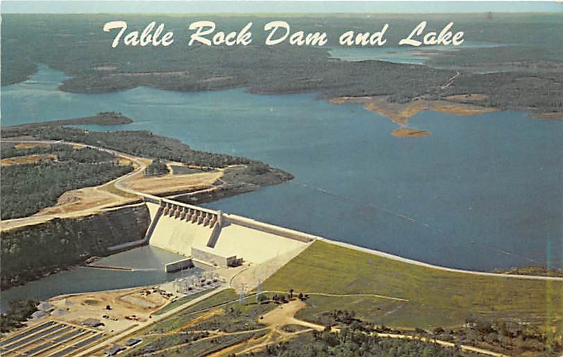 Table Rock Dam - Aerial View- Ozarks Postcard (B469)