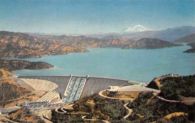 Shasta Dam Shasta Lake, Mt. Shasta Postcard (B476)
