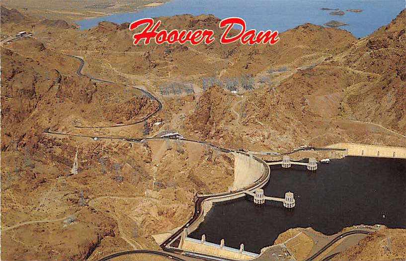 Hoover Dam - Neveda - Arizona Postcard (B481)