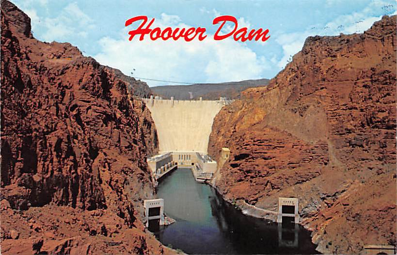 Hoover Dam - Neveda - Arizona Postcard (B484)