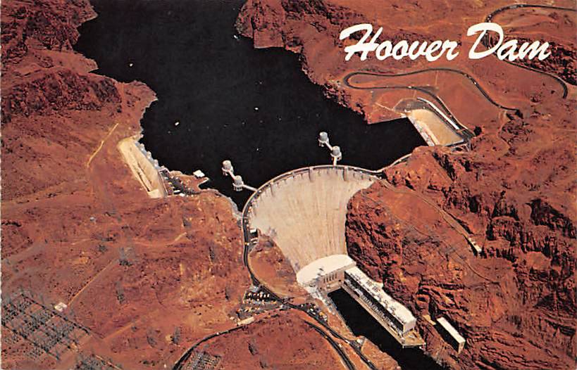 Hoover Dam - Neveda - Arizona Postcard (B513)