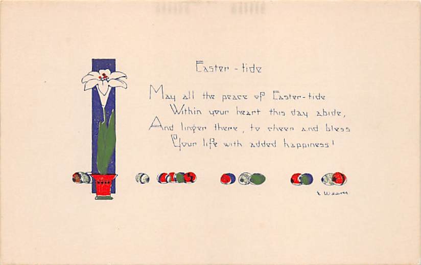 Easter Tide Deco Signed Weaver Postcard (B528-529)