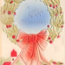 A Merry Christmas Embossed Wreath - P. Sanders Air Brushed Postcard (B530-531)