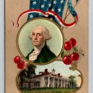 George Washington Cherries Patriotic Gold Embossed Winsch Back Postcard (eH25)