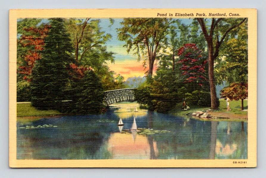 1941 Hartford Connecticut Elizabeth Park Pond Postcard (eH61)