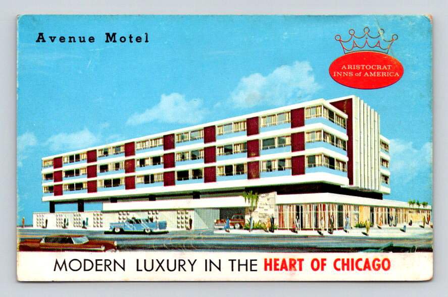 Chicago Illinois Avenue Motel Postcard (eH71)