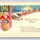 Santa, Toys - Christmas Joys & Deer Stretcher Litho Postcard  (eH184)