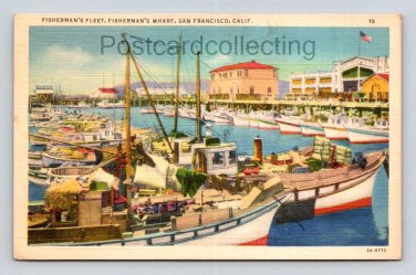 San Francisco California Fisherman's Wharf Fishing Fleet Postcard (eH232)