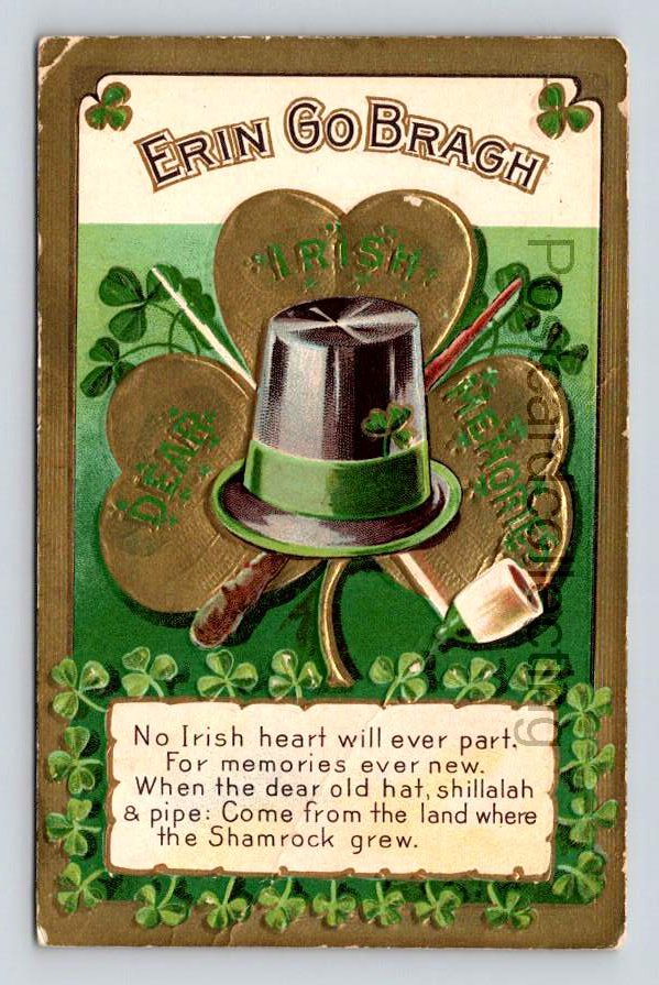 St. Patricks Erin Go Braugh, Shamrocks Postcard (eH252)