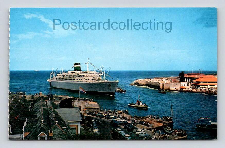 Curacao, N. A. Ship Harbor Entrance Plastichrome Postcard (eH403)