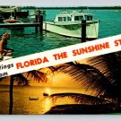 Florida Greeting White Banner Postcard (eH427)