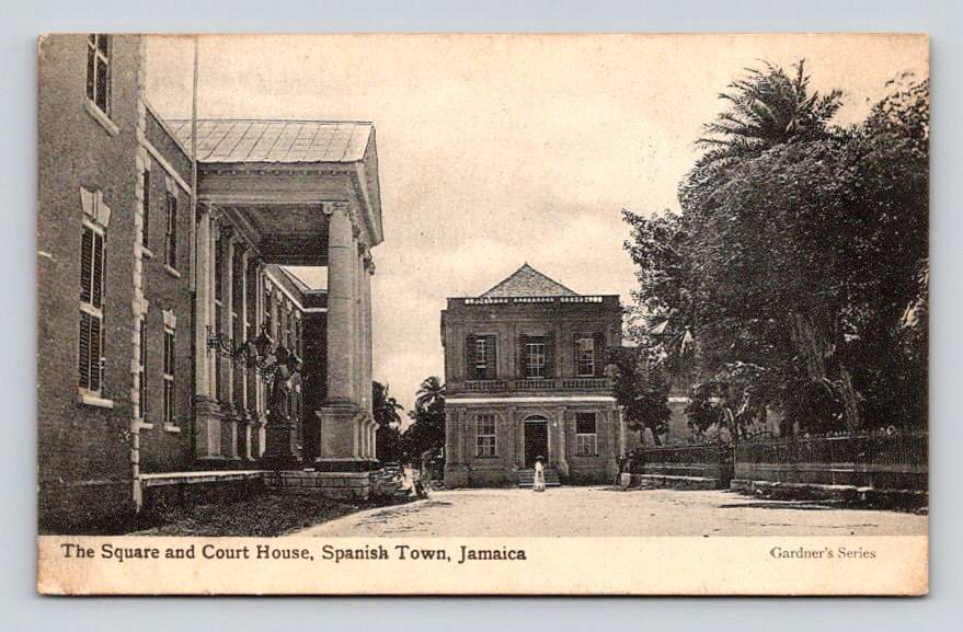 Spanish Town Jamaica The Square & Court House Postcard (eH437)