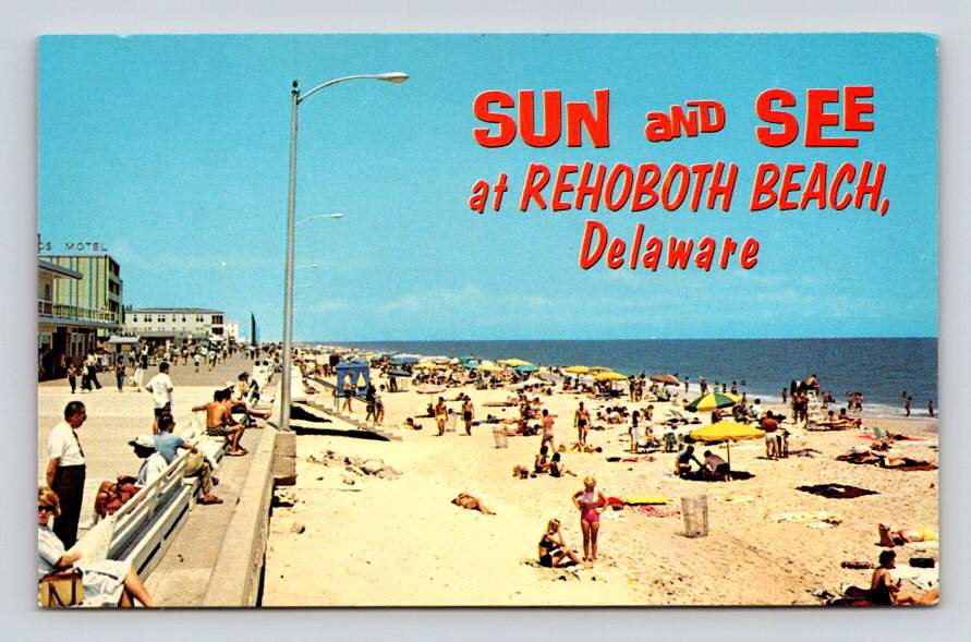Delaware Beautiful Beach Sun & See Vintage Postcard (eH493)