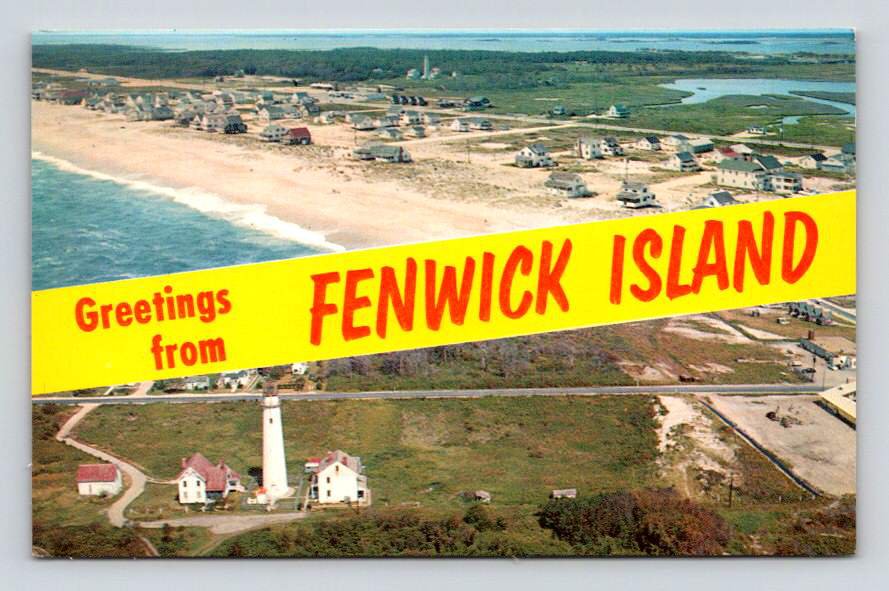 Fenwich Island Delaware Aerial Banner View Greetings Vintage Postcard (eH503)
