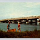 Fenwich Island Delaware Bridge & Boys Crabbing Vintage Postcard (eH507)