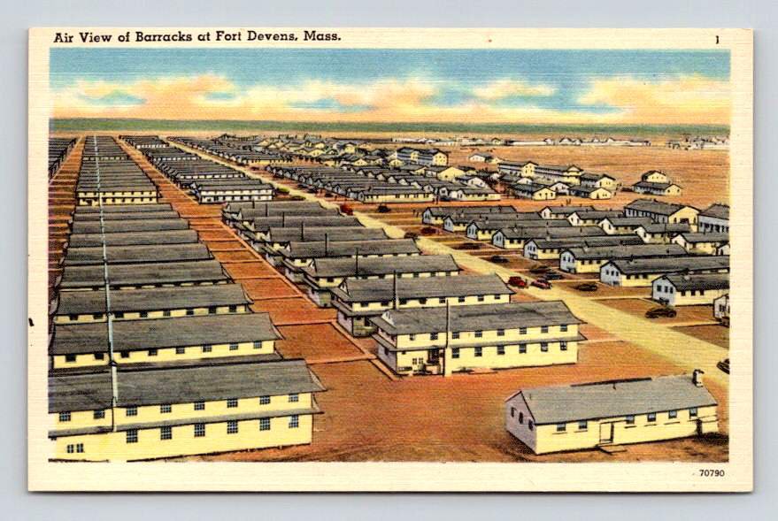 Fort Devens Massachusetts Barracks Air View Postcard (eH533)