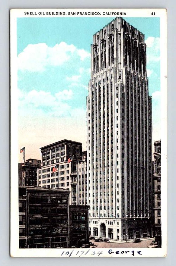 Vintage Shell Oil Building San Francisco California 1934 Postcard (eH541)