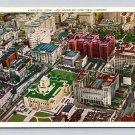 Vintage Los Angeles & New Library Airplane View Postcard (eH543)