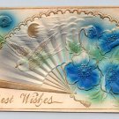 Best Wish Air Brushed Dove and Fan With Flowers Postcard (eH553)