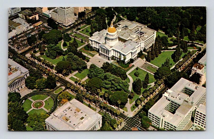 Sacramento Capitol Building Aerial View California 1969 Postcard (eH561)
