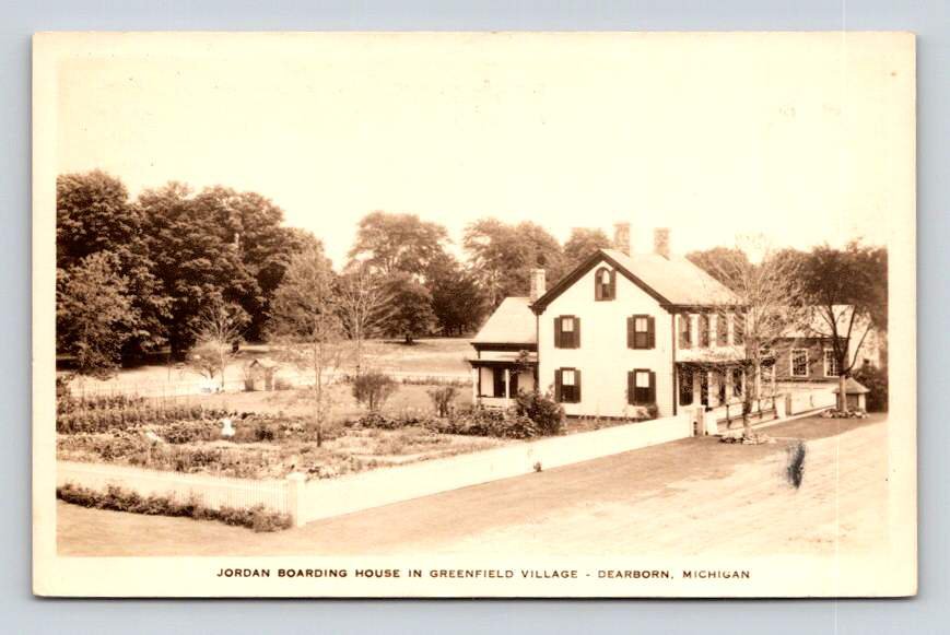 RPPC Dearborn Michigan Greenfield Village Jordan Boarding House Postcard (eH587)