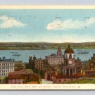 Halifax Nova Scotia Canada Town Clock and Harbor Vintage 1947 Postcard (eH657)